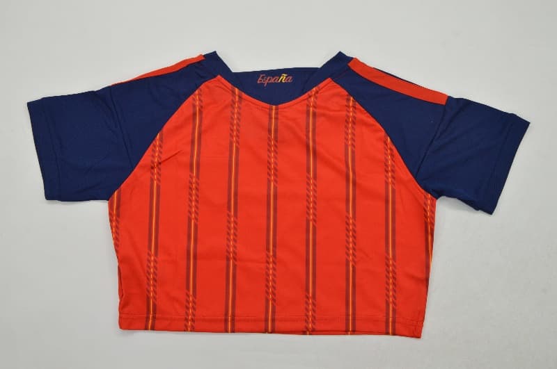 Thailand Quality(AAA) 2026 Spain World Cup Home Women Cropped Soccer Jersey
