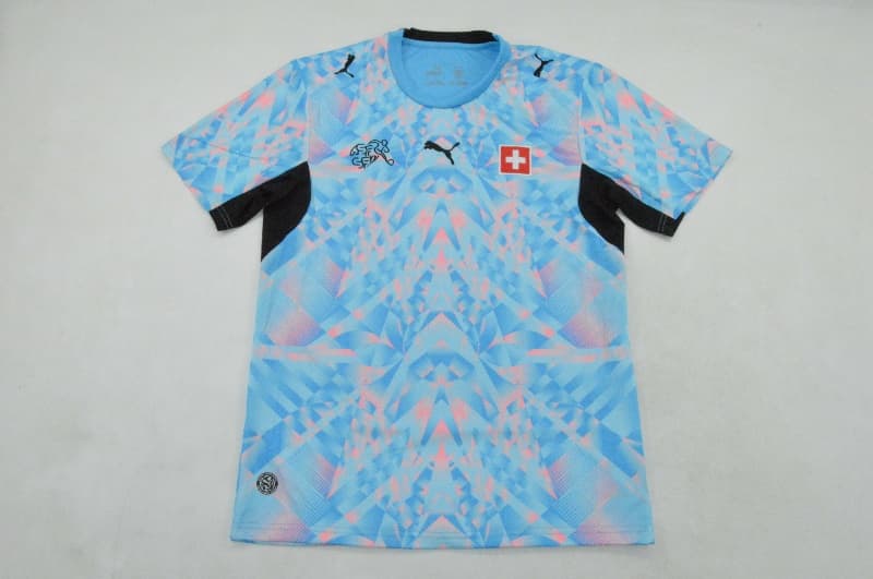 Thailand Quality(AAA) 2026 Switzerland Goalkeeper Blue Soccer Jersey