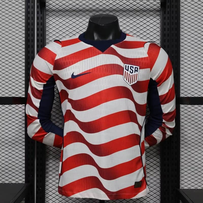 Thailand Quality(AAA) 2026 USA Home Long Sleeve Soccer Jersey (Player) Thailand Quality(AAA) 2026 USA Home Long Sleeve Soccer Jersey (Player)