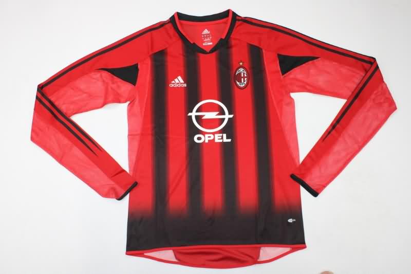 Thailand Quality(AAA) 2004/05 AC Milan Home Long Sleeve Retro Soccer Jersey