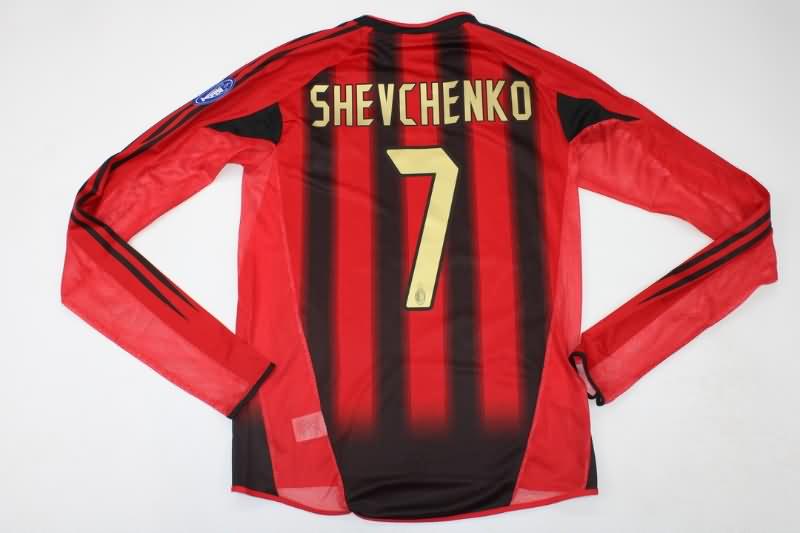 Thailand Quality(AAA) 2004/05 AC Milan Home Long Sleeve Retro Soccer Jersey