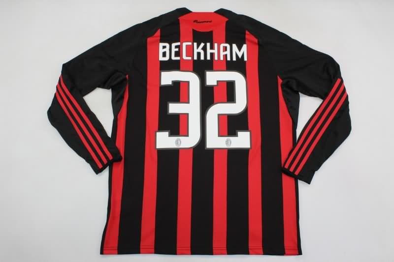 Thailand Quality(AAA) 2008/09 AC Milan Home Long Sleeve Retro Soccer Jersey