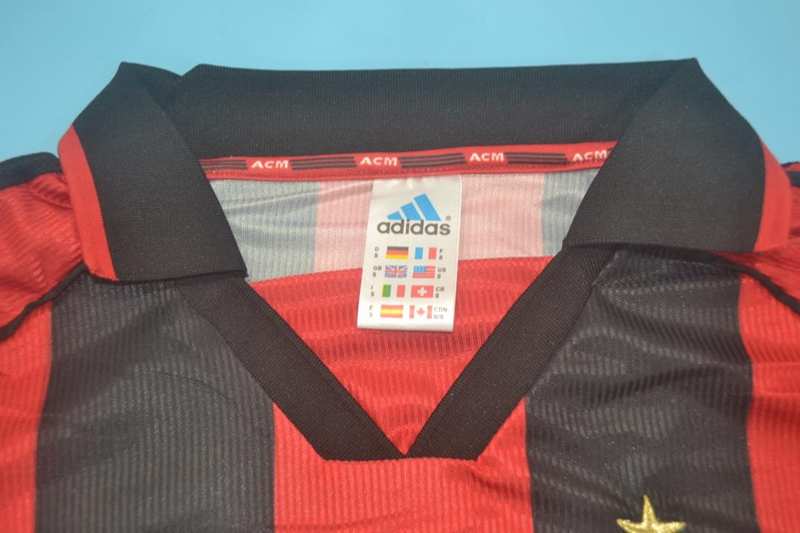 Thailand Quality(AAA) 1998/99 AC Milan Home Retro Soccer Jersey