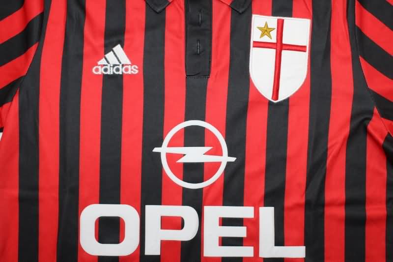 Thailand Quality(AAA) 1999/00 AC Milan Home Long Slevee Retro Soccer Jersey