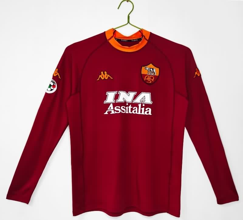 Thailand Quality(AAA) 2000/01 AS Roma Home Retro Long Sleeve Soccer Jersey