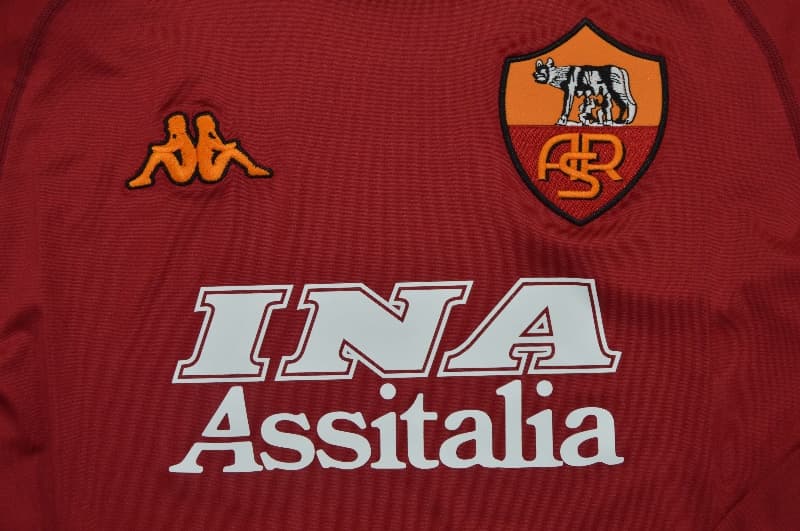 Thailand Quality(AAA) 2000/01 AS Roma Home Retro Long Sleeve Soccer Jersey