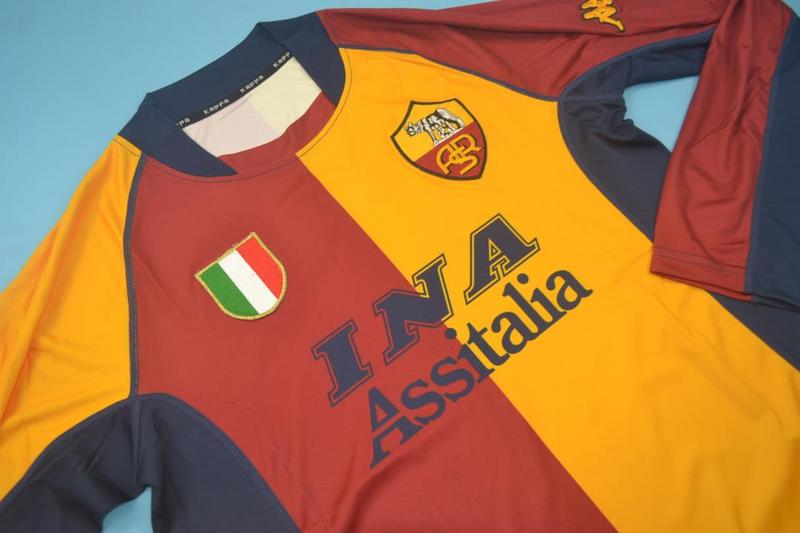 Thailand Quality(AAA) 2001/02 AS Roma Home Retro Soccer Jersey(L/S)