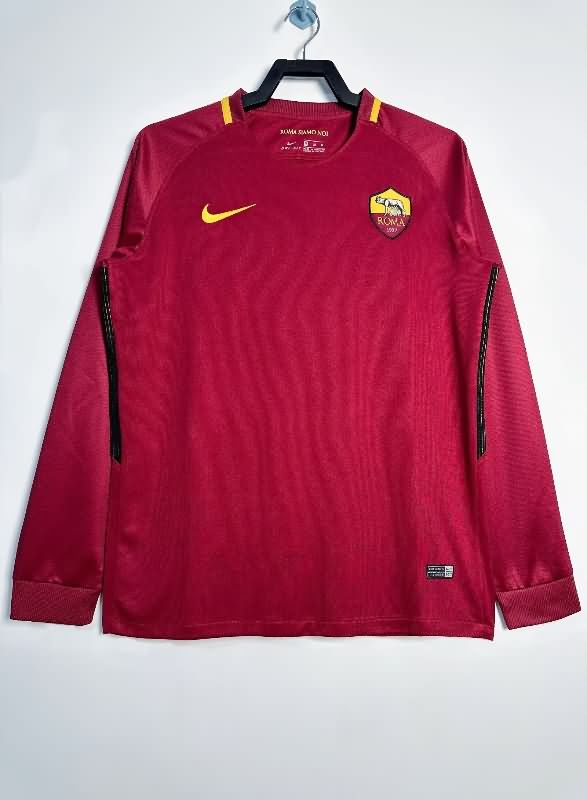 Thailand Quality(AAA) 2017/18 AS Roma Home Long Sleeve Retro Soccer Jersey