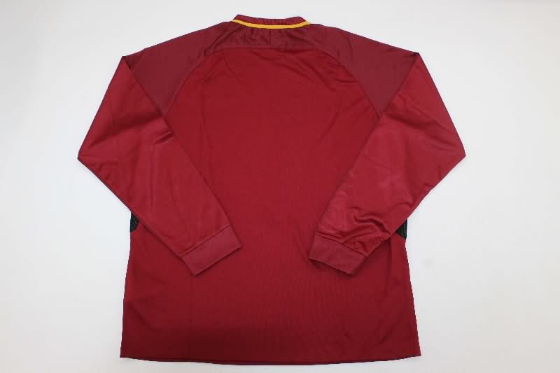 Thailand Quality(AAA) 2017/18 AS Roma Home Long Sleeve Retro Soccer Jersey