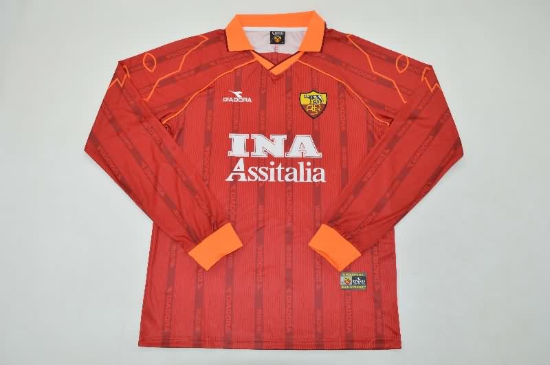 Thailand Quality(AAA) 1999/00 AS Roma Home Retro Long Sleeve Soccer Jersey