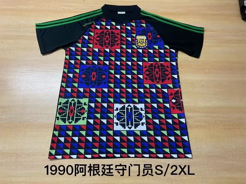 Thailand Quality(AAA) 1990 Argentina Goalkeeper Retro Soccer Jersey