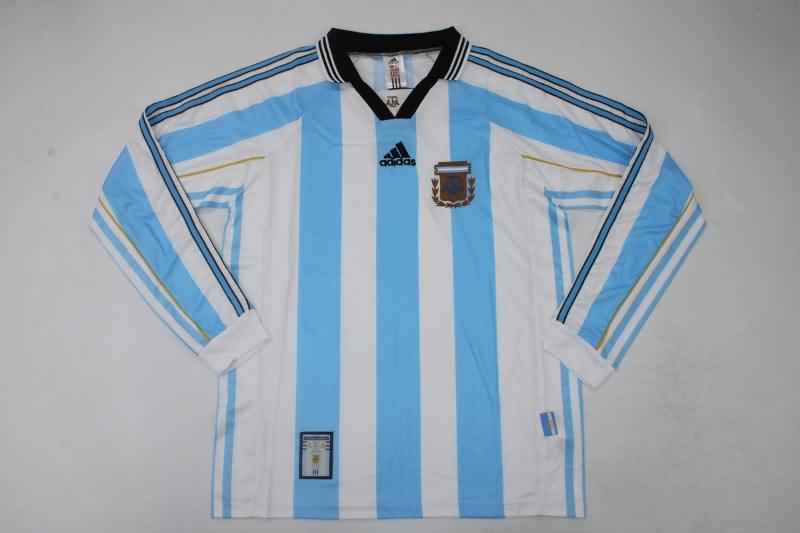 Thailand Quality(AAA) 1998 Argentina Home Long Sleeve Retro Soccer Jersey