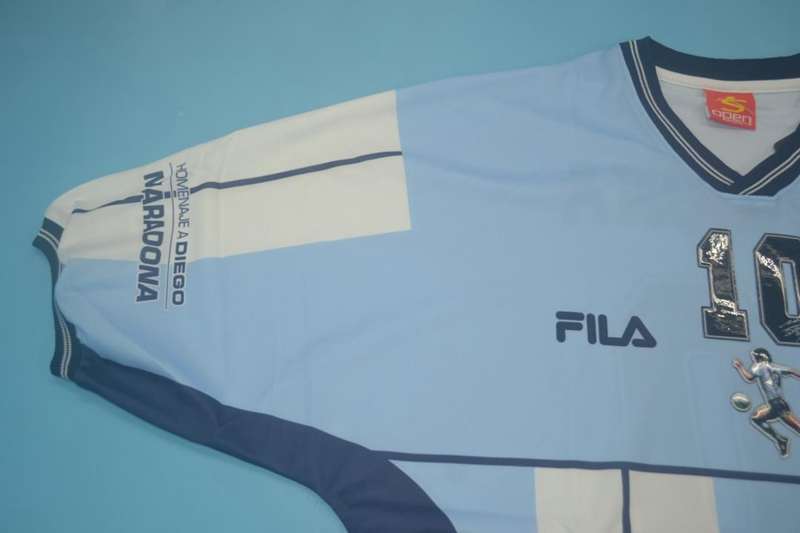 Thailand Quality(AAA) 2001 Argentina Maradona Retro Soccer Jersey