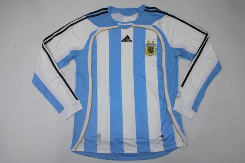 Thailand Quality(AAA) 2006 Argentina Home Long Sleeve Retro Soccer Jersey