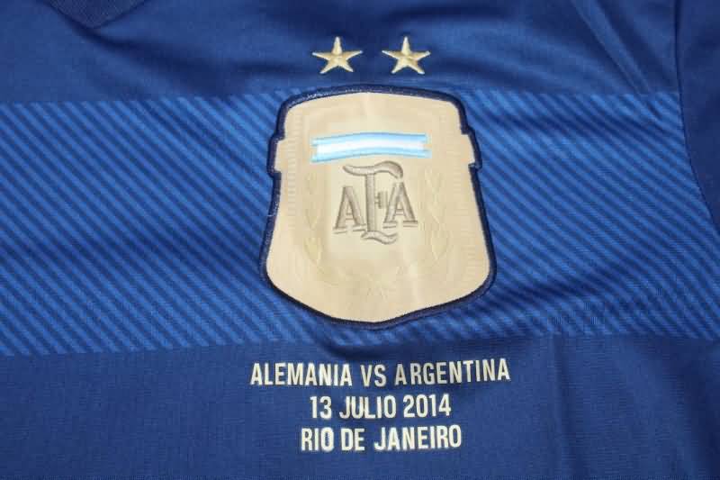 Thailand Quality(AAA) 2014 Argentina Away Long Sleeve Retro Soccer Jersey