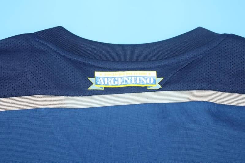 Thailand Quality(AAA) 2014 Argentina Away Long Sleeve Retro Soccer Jersey