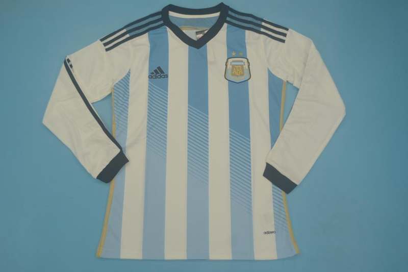 Thailand Quality(AAA) 2014 Argentina Home Retro Soccer Jersey(L/S Player)