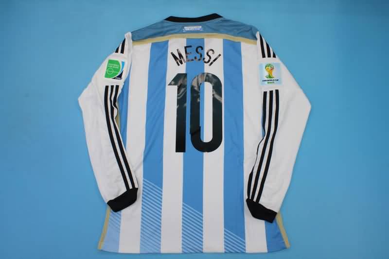 Thailand Quality(AAA) 2014 Argentina Home Retro Soccer Jersey(L/S Player)