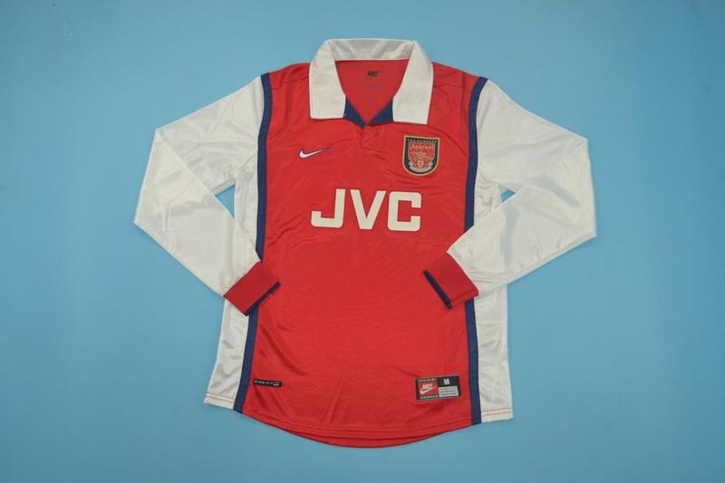 Thailand Quality(AAA) 1998/99 Arsenal Home Retro Soccer Jersey(L/S)