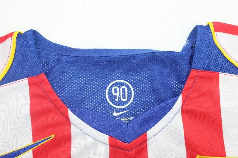 Thailand Quality(AAA) 2004/05 Atletico Madrid Home Long Sleeve Retro Soccer Jersey