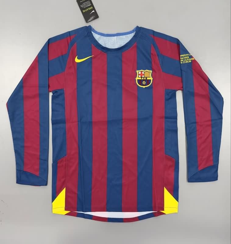Thailand Quality(AAA) 2005/06 Barcelona Home UCL Long Retro Soccer Jersey