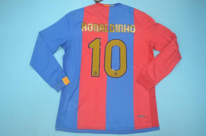 Thailand Quality(AAA) 2006/07 Barcelona Home Retro Soccer Jersey(L/S)