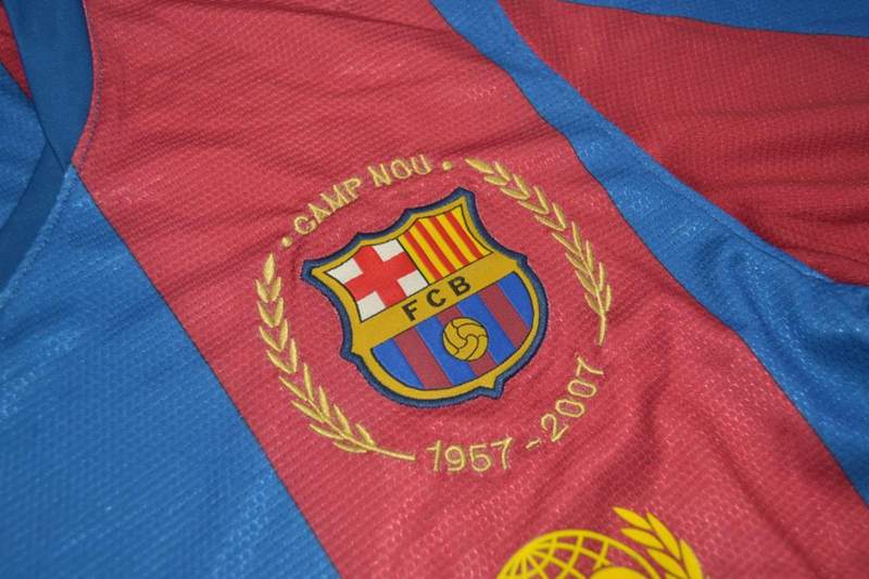 Thailand Quality(AAA) 2007/08 Barcelona Home Retro Soccer Jersey(L/S)