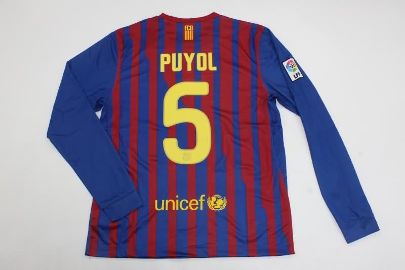 Thailand Quality(AAA) 2011/12 Barcelona Home Long Slevee Retro Soccer Jersey