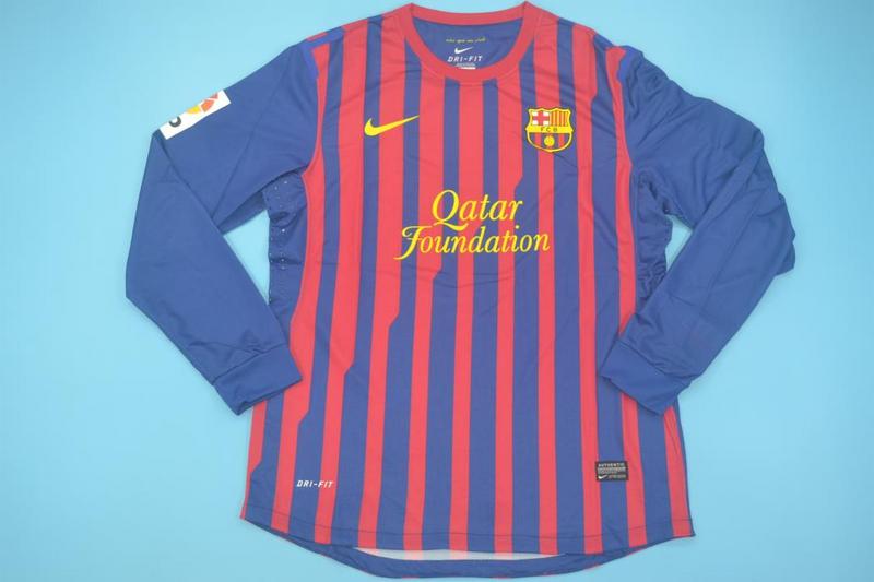 Thailand Quality(AAA) 2011/12 Barcelona Home Retro Jersey(L/S Player)