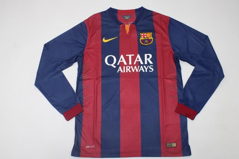 Thailand Quality(AAA) 2014/15 Barcelona Home Long Sleeve Retro Soccer Jersey