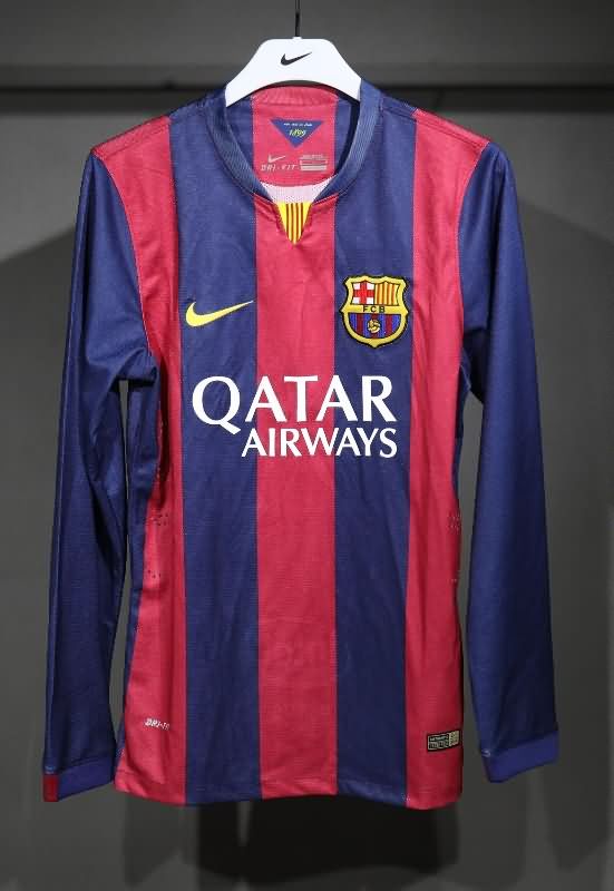 Thailand Quality(AAA) 2014/15 Barcelona Home Long Sleeve Retro Soccer Jersey (Player)