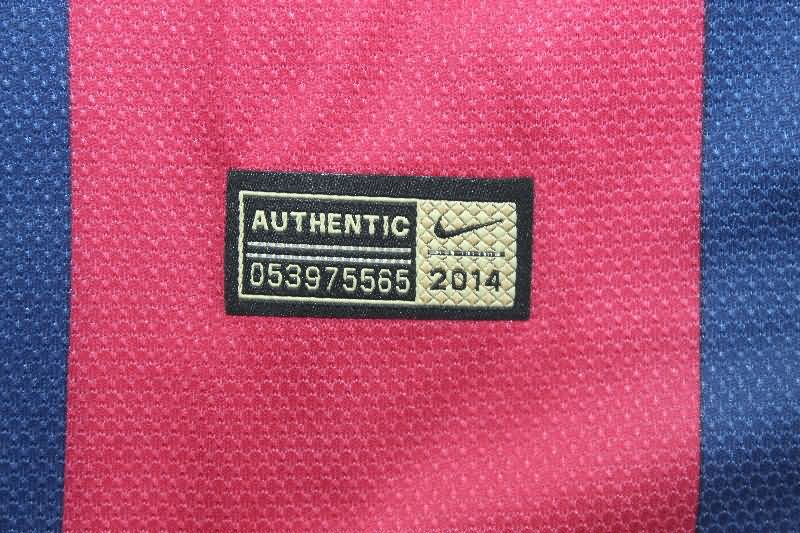 Thailand Quality(AAA) 2014/15 Barcelona Home Long Sleeve Retro Soccer Jersey (Player)