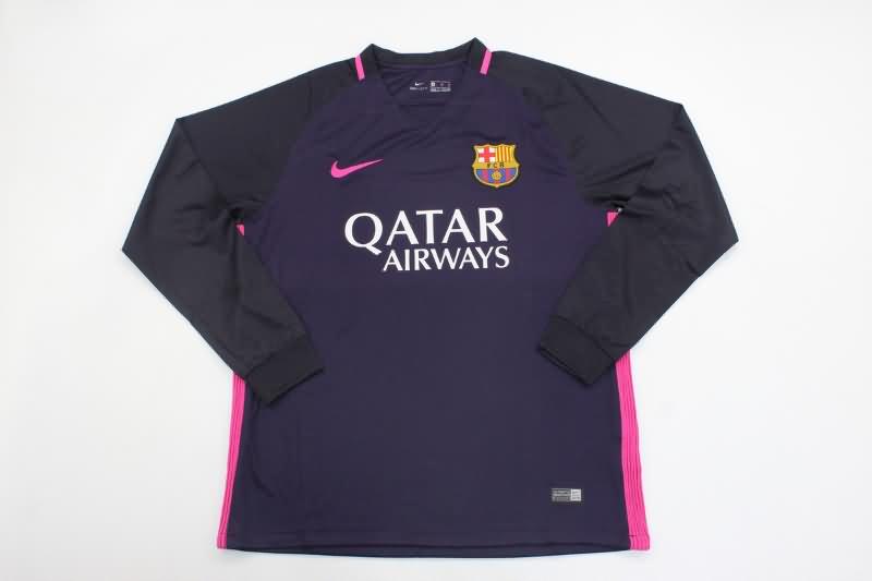 Thailand Quality(AAA) 2016/17 Barcelona Away Long Sleeve Retro Soccer Jersey