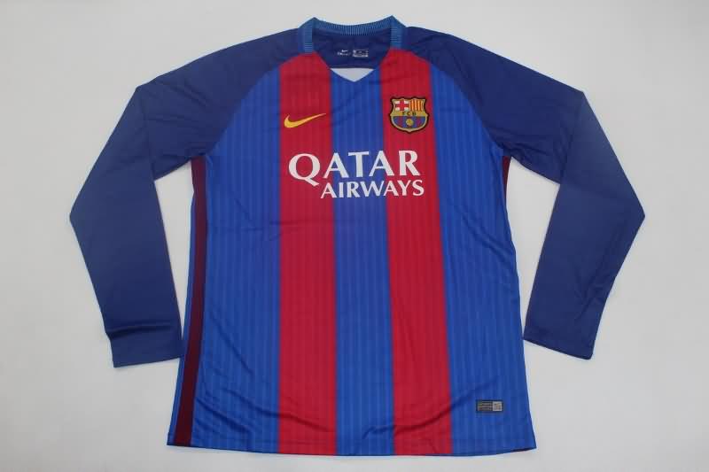 Thailand Quality(AAA) 2016/17 Barcelona Home Long Sleeve Retro Soccer Jersey