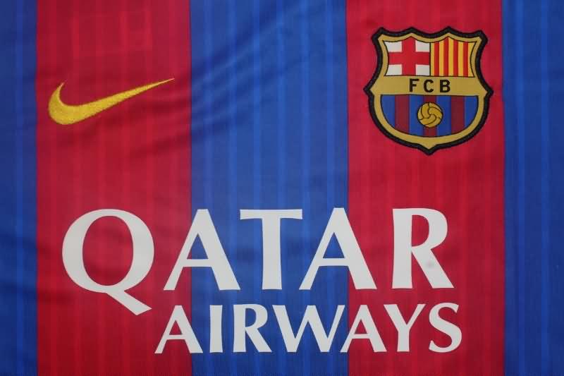 Thailand Quality(AAA) 2016/17 Barcelona Home Long Sleeve Retro Soccer Jersey