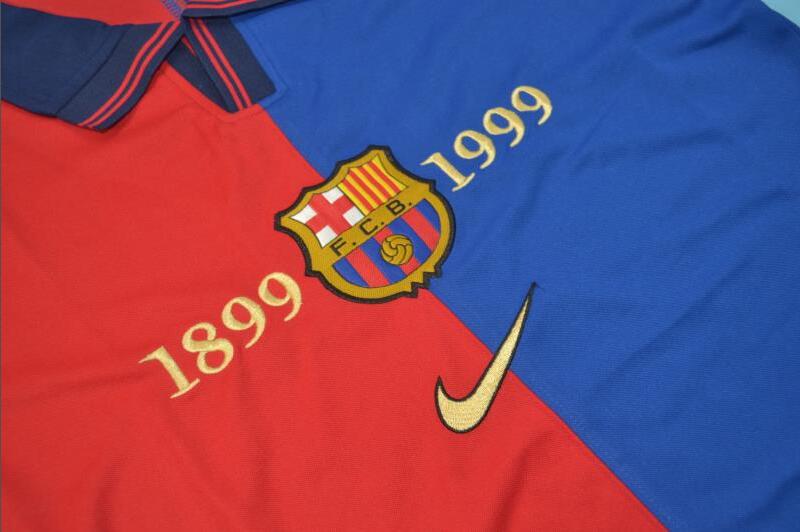 Thailand Quality(AAA) 1999/00 Barcelona Home Retro Soccer Jersey(L/S)