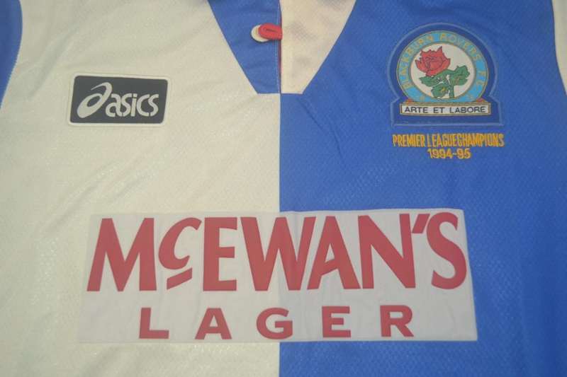 Thailand Quality(AAA) 1995/96 Blackburn Home Retro Soccer Jersey