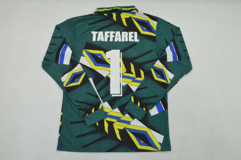 Thailand Quality(AAA) 1994 Brazil Goalkeeper Green Retro Long Soccer Jersey