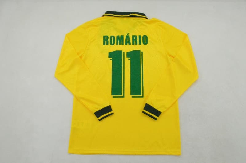 Thailand Quality(AAA) 1994 Brazil Home Retro Long Sleeve Soccer Jersey