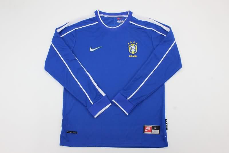 Thailand Quality(AAA) 1998 Brazil Away Long Sleeve Retro Soccer Jersey