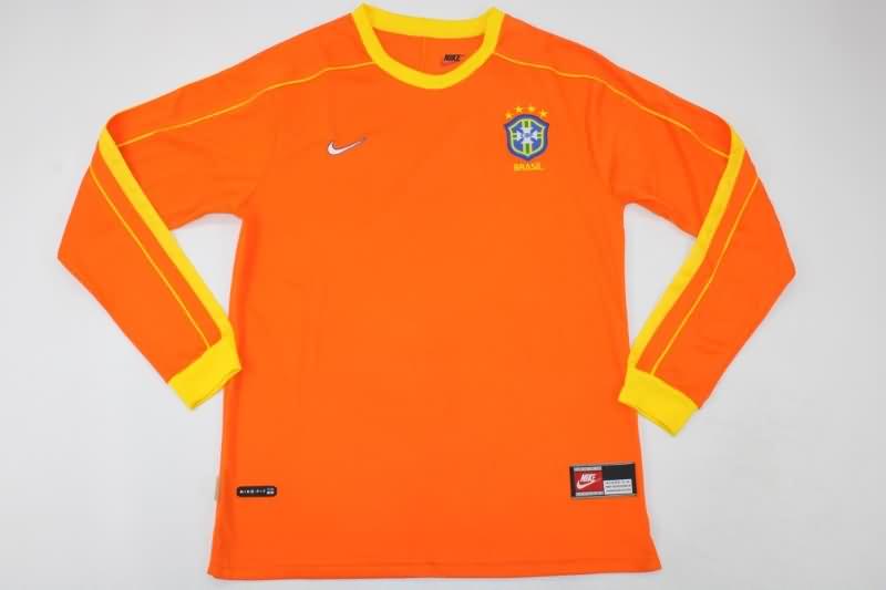Thailand Quality(AAA) 1998 Brazil Goalkeeper Orange Retro Soccer Jersey