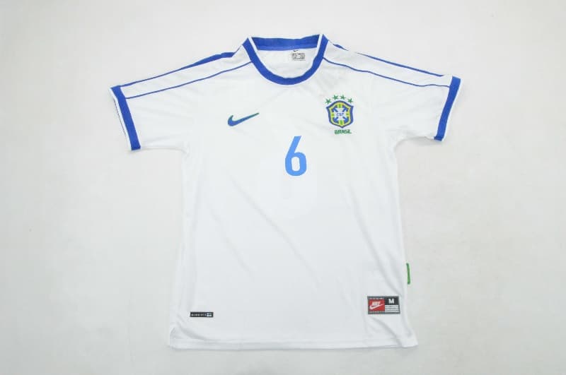 Thailand Quality(AAA) 1998 Brazil Goalkeeper White Retro Soccer Jersey
