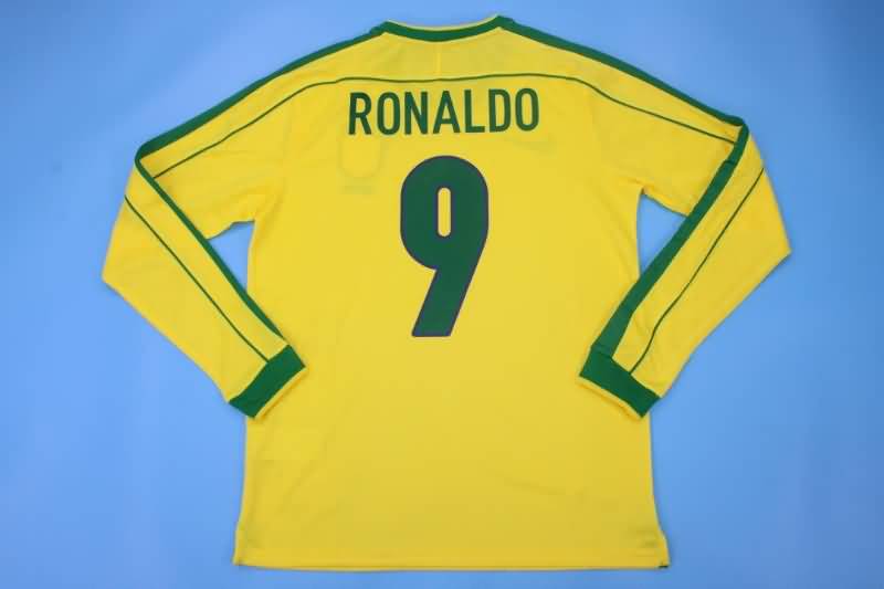 Thailand Quality(AAA) 1998 Brazil Retro Home Long Slevee Soccer Jersey