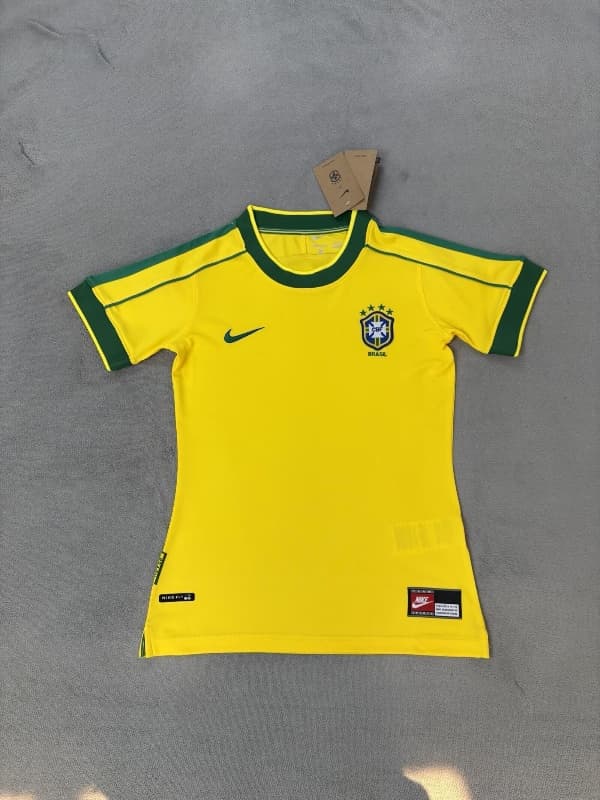Thailand Quality(AAA) 1998 Brazil Home Retro Women Soccer Jersey
