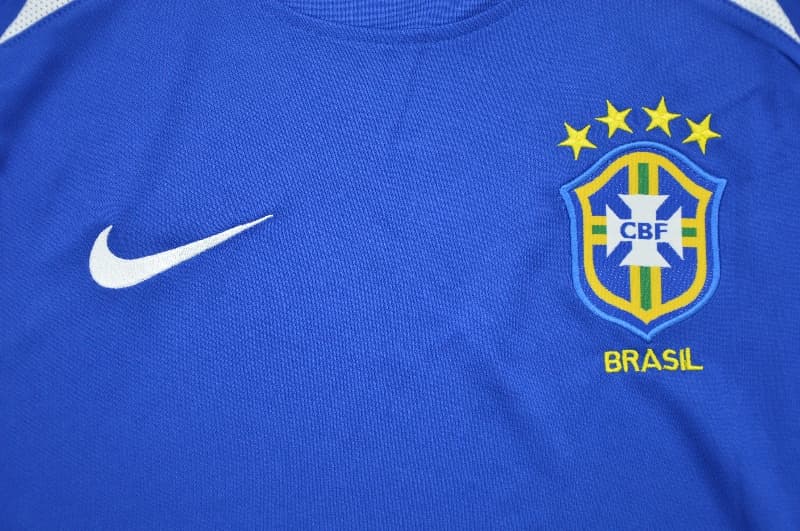 Thailand Quality(AAA) 2002 Brazil Away Long Sleeve Retro Soccer Jersey