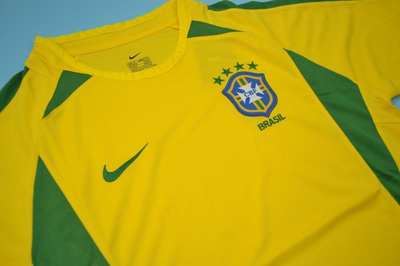 Thailand Quality(AAA) 2002 Brazil Home Retro Soccer Jersey