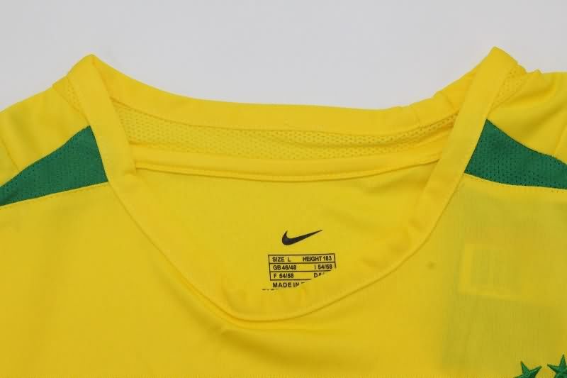 Thailand Quality(AAA) 2002 Brazil Home Long Sleeve Retro Soccer Jersey