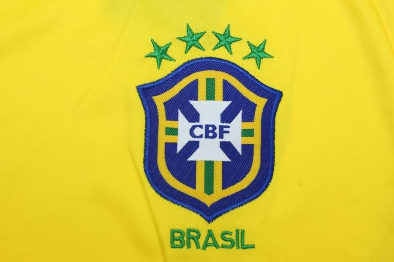 Thailand Quality(AAA) 2002 Brazil Home Long Sleeve Retro Soccer Jersey