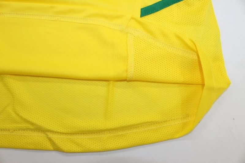 Thailand Quality(AAA) 2002 Brazil Home Long Sleeve Retro Soccer Jersey