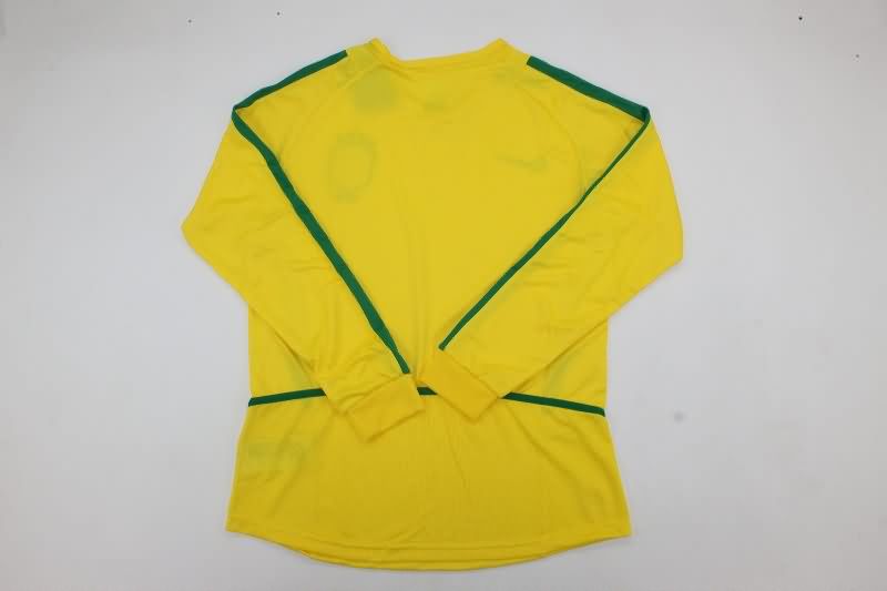 Thailand Quality(AAA) 2002 Brazil Home Long Sleeve Retro Soccer Jersey
